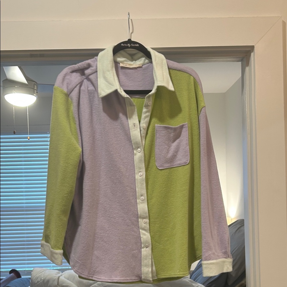 Millibon Green and Purple Button Down Shirt